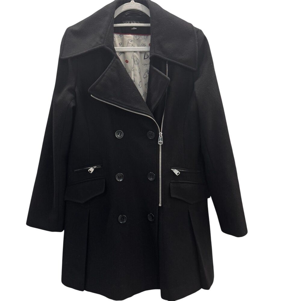 Via Spiga Asymmetrical Front Zipper Double Breasted Wool Blend Coat Size 12 EUC